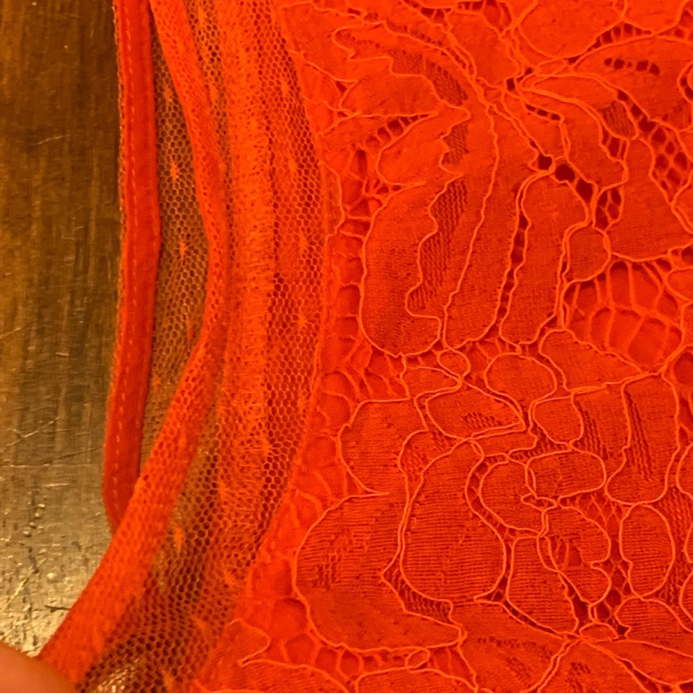 Umgee dress NWT Size Small coral orange Lexie overlay embroidered flowers - Picture 7 of 10